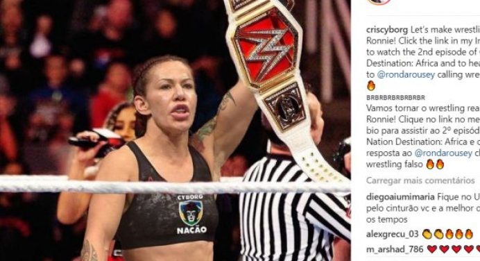 Rumo à WWE? Com post sugestivo, Cris ‘Cyborg’ desafia Ronda Rousey