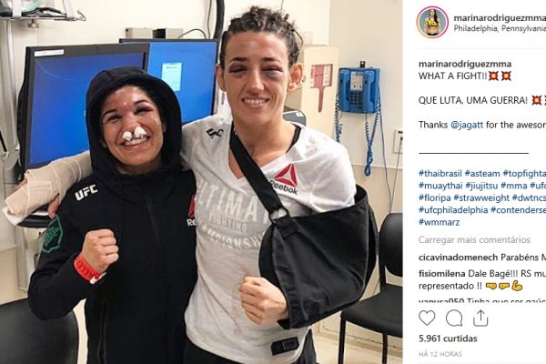 Marina Rodriguez e rival posam juntas e exibem ‘marcas de guerra’ após combate