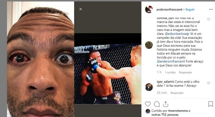 Treinador mostra dano no olho de Barboza após golpe ilegal de Gaethje