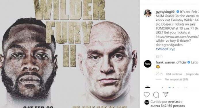 Revanche marcada! Deontay Wilder e Tyson Fury duelam em fevereiro pelo título mundial