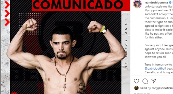 Adversário não bate o peso e luta de Leandro Higo é cancelada no Bellator