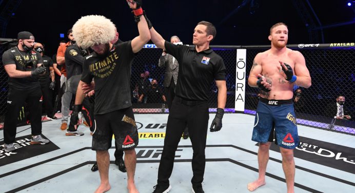 Khabib e Justin Gaethje recebem suspensão médica mínima após UFC 254