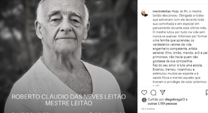 Mestre Roberto Leitão falece aos 83 anos após perder batalha contra a COVID-19