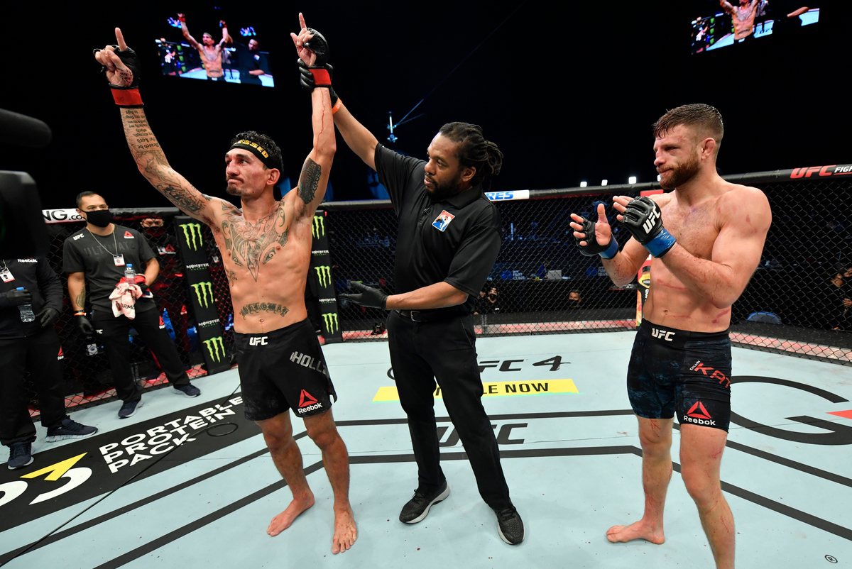 Vitória dupla! Max Holloway fatura bônus de ‘Luta da Noite’ após brilhar no UFC Fight Island 7