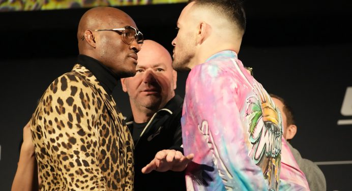 Usman e Covington esquentam clima em coletiva e encarada termina em confusão