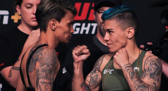 Retorno de Jéssica Bate-Estaca aos pesos-palhas lidera card do UFC em Vegas