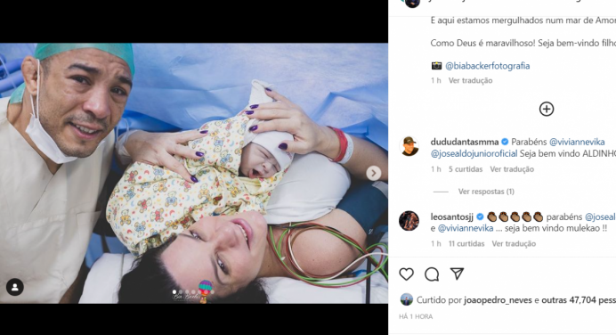 José Aldo comemora nascimento de filho: “Mergulhado em um mar de amor”