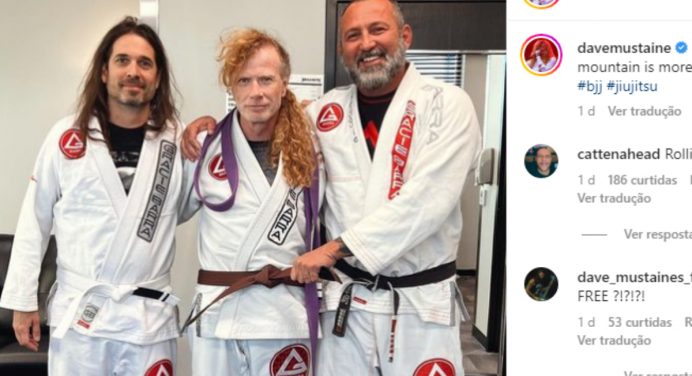 Líder da banda de rock Megadeth recebe a faixa-marrom de jiu-jitsu aos 61 anos