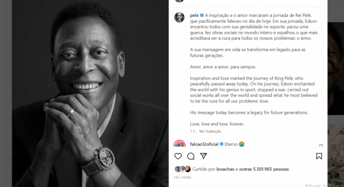 Adeus ao Rei! Astros dos esportes de combate reverenciam Pelé após morte: “Eterno”