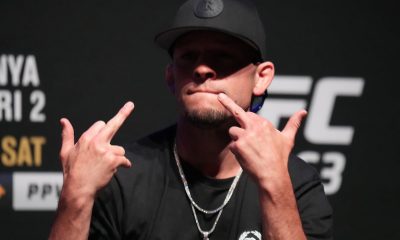 Nate Diaz em compromisso com a imprensa no UFC