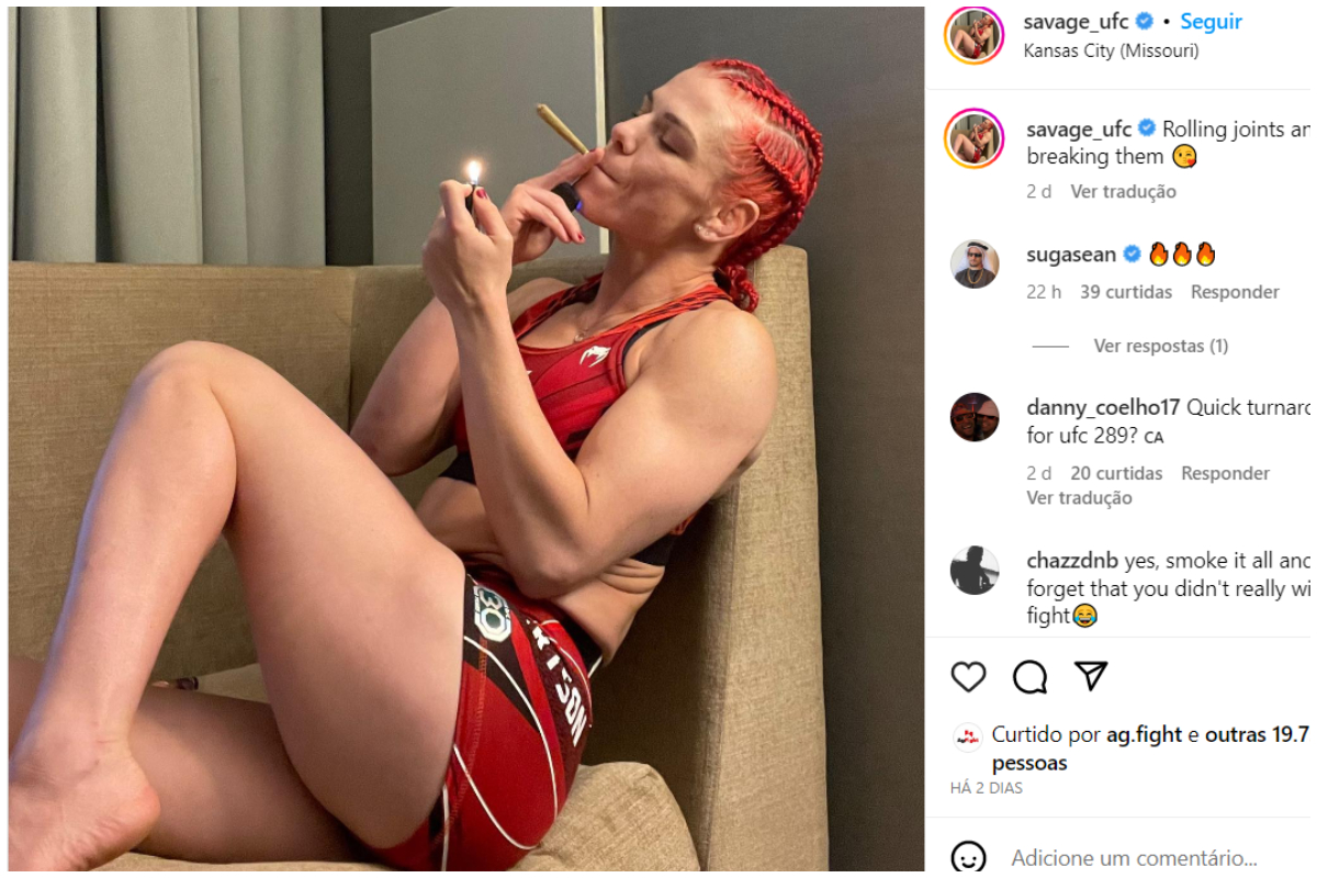 Gillian Robertson comemora vitória no UFC com um cigarro de maconha