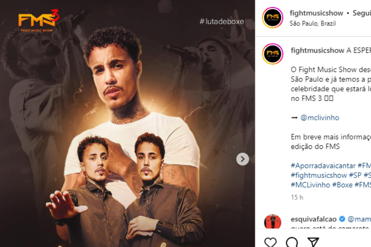 Mc Livinho foi anunciado como parte do card da terceira edição do Fight Music Show para estrear no boxe.