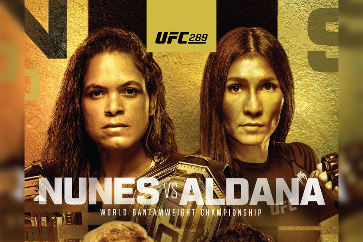 Amanda Nunes e Irena Aldana destacadas no pôster oficial do UFC 289.