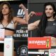 Amanda Nunes e Irene Aldanaa se pesam antes de suas lutas no UFC