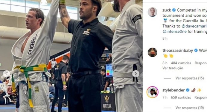 Mark Zuckerberg comemora participação em primeiro campeonato de jiu-jitsu