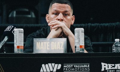 Nate Diaz marca presença na coletiva de imprensa para luta de boxe com Jake Paul