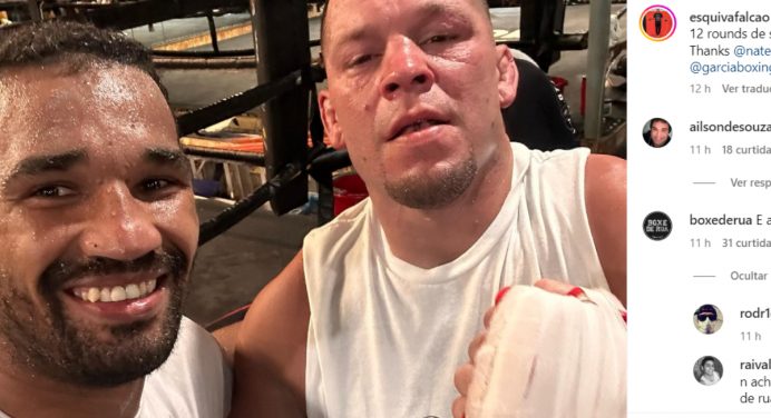 De olho em estreia no boxe contra Jake Paul, Nate Diaz treina ao lado de Esquiva Falcão