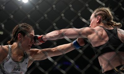 Alexa Grasso e Valentina Shevchenko em ação na luta co-principal do UFC 285.