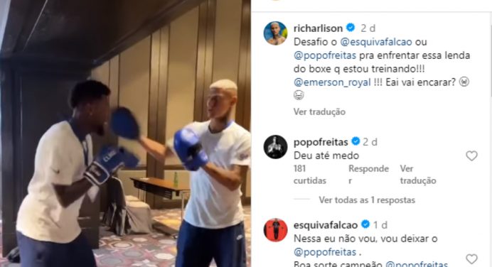 Craques da Seleção fazem treino de manopla e ‘desafiam’ Popó e Esquiva no boxe