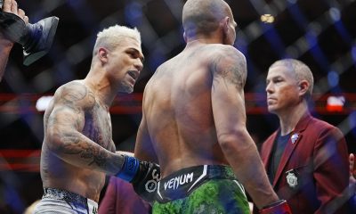 Daniel Miojo tenta argumentar com Edgar Chairez após erro do árbitro no Noche UFC.