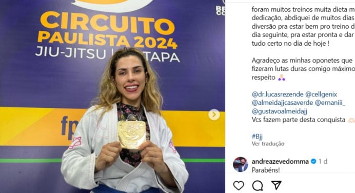 Musa do Carnaval, Ana Paula Minerato conquista medalha de ouro em torneio de jiu-jitsu; veja
