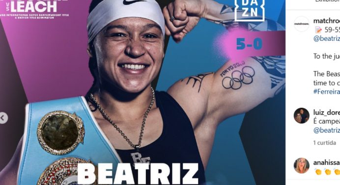Histórico! Bia Ferreira supera rival argentina e conquista título mundial de boxe