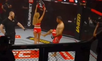 Lutador iraniano chuta ring girl em evento russo de MMA.