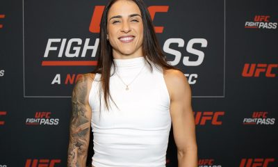 Norma Dumont posa para fotos após ser entrevistada pela reportagem da Ag Fight no UFC Apex