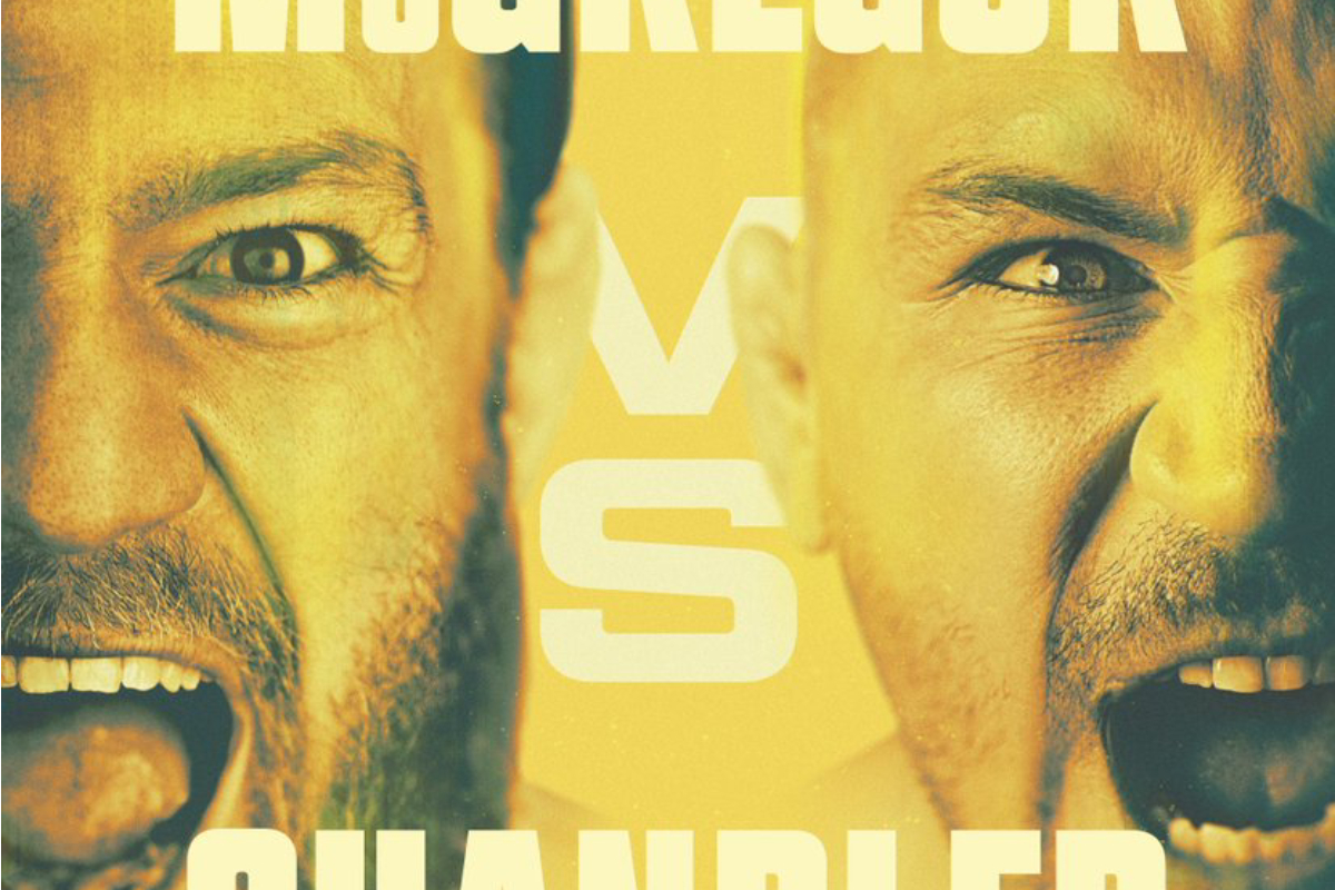 Conor McGregor e Michael Chandler em destaque no pôster oficial do UFC 303.
