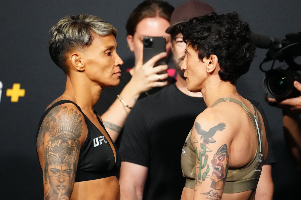 Amanda Lemos e Virna Jandiroba fazem encarada antes do UFC Vegas 94.