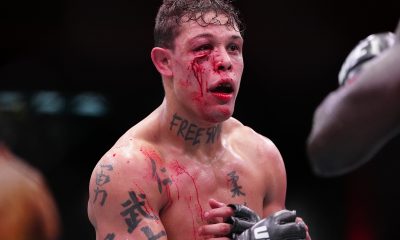 Caio Borralho sangra durante combate contra Jared Cannonier