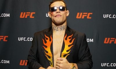 Caio Borralho posa para foto durante entrevista após o UFC Vegas 96