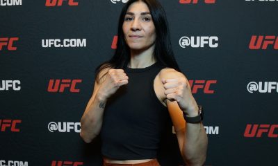 Irene Aldana posa para foto antes de entrevista para o Noche UFC