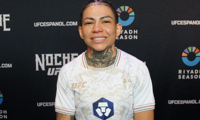 Ketlen Esquentadinha sorri para foto durante entrevista após vencer Yazmin Jauregui no Noche UFC