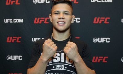 Jean Matsumoto posa para foto no media day do UFC Vegas 99.