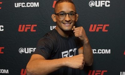 Lucas Fenômeno posa para foto no media day do UFC Vegas 98.