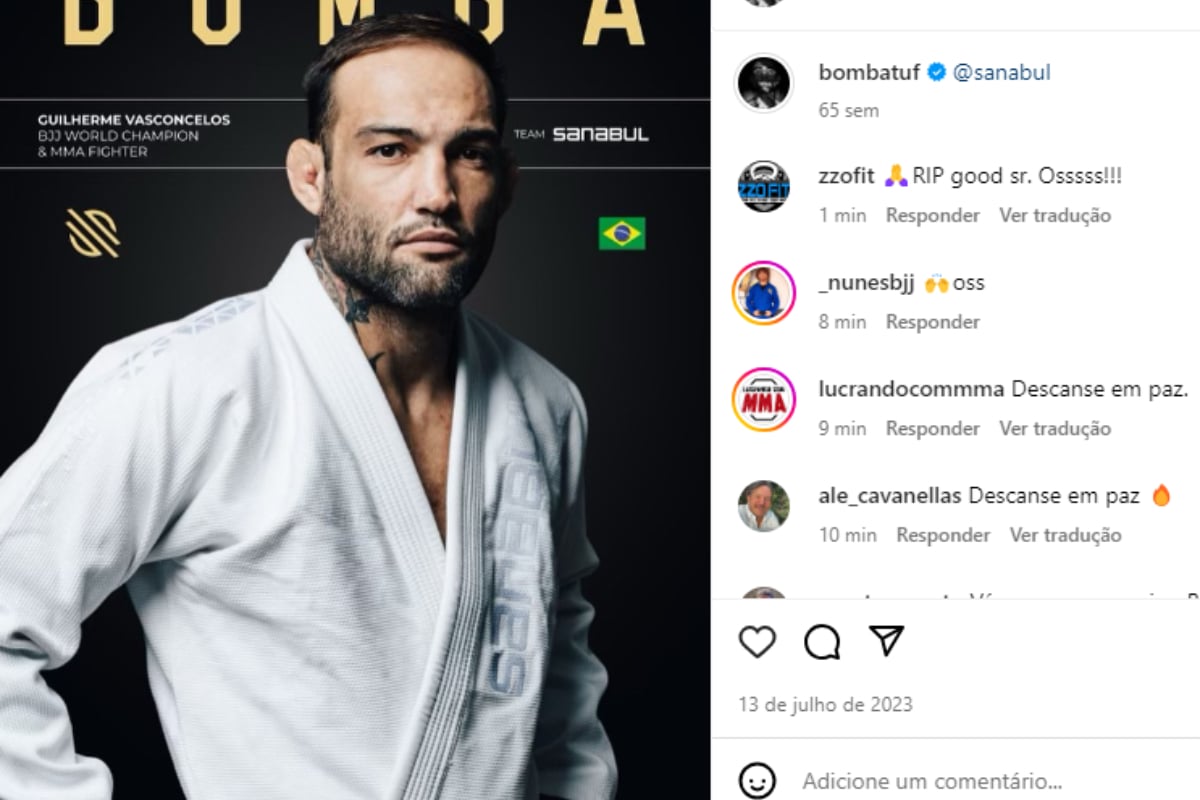 Guilherme Bomba posa para foto em revista de jiu-jitsu