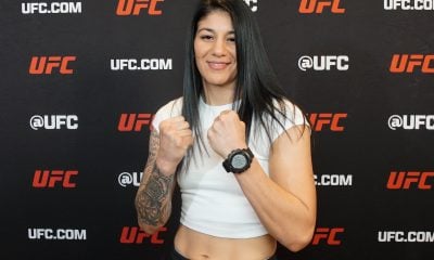 Ketlen Vieira posa para foto durante entrevista para a Ag Fight antes do UFC 307