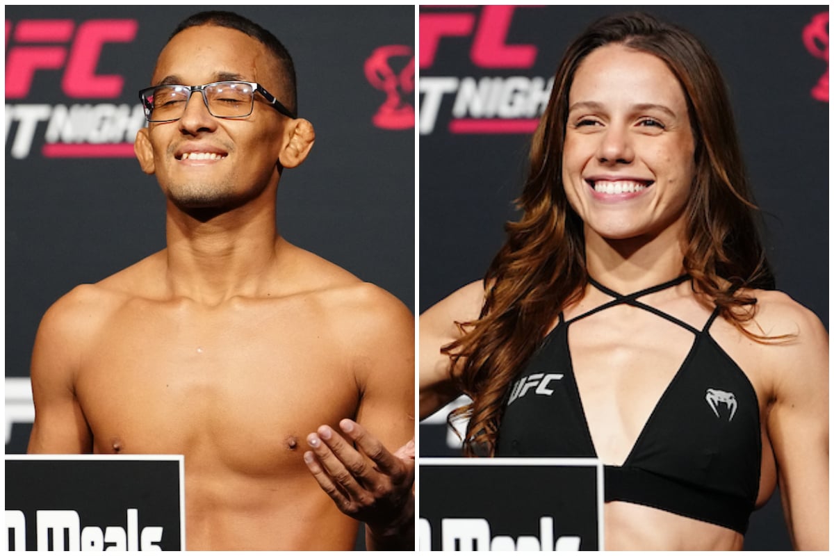 Lucas Rocha e Julia Polastri abrem sorriso na pesagem do UFC Vegas 98