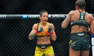 Viviane Araújo (de amarelo) venceu Karine Killer no UFC 309.