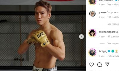 Kai Asakura posa com as luvas do UFC antes de estrear na liga