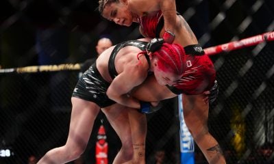 Luana Pinheiro tenta defender entrada de queda de Gillian Robertson