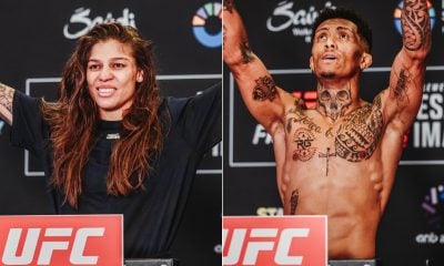 Mayra Sheetara e Vinicius Lok Dog na pesagem do UFC Arábia Saudita