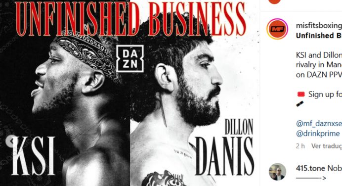 Nova tentativa! Misfits Boxing marca duelo entre KSI e Dillon Danis para março