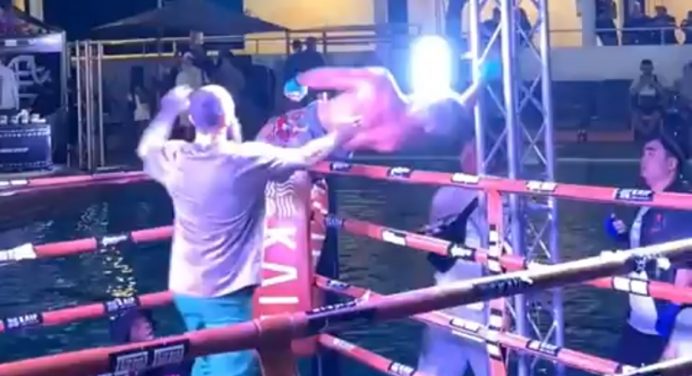 Combate inusitado na Tailândia termina com choque elétrico em plena comemoração; veja