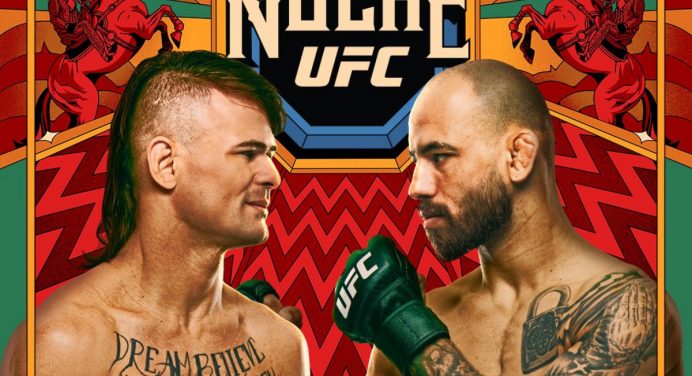 Pôster do Noche UFC destaca duelo verde-amarelo entre Diego Lopes e Jean Silva