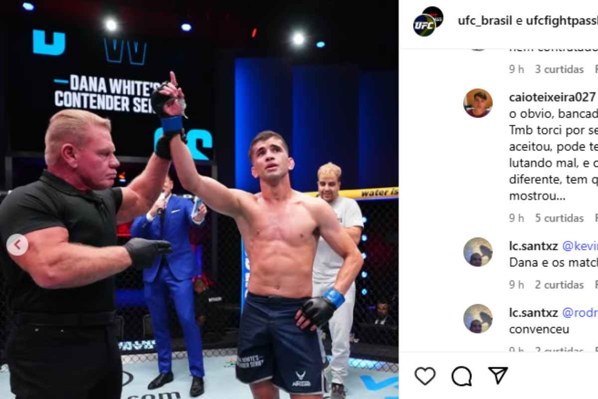 Eduardo Chapolin tem o braço erguido no 'Contender Series'