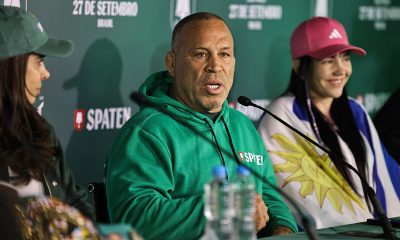 Wanderlei Silva fala com jornalistas durante coletiva de imprensa do Spaten Fight Night