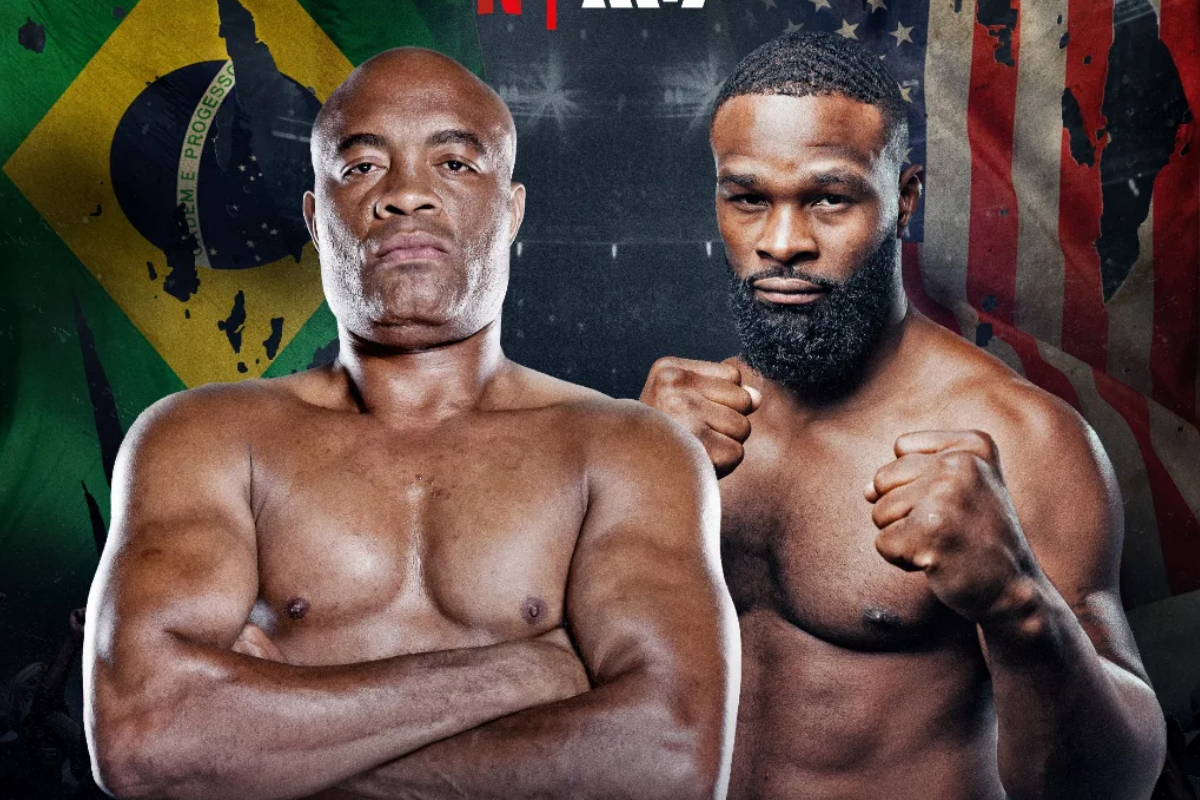 Anderson Silva e Tyron Woodley em arte de divulgação