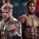 Jake Paul e Anthony Joshua em banner de divulgação